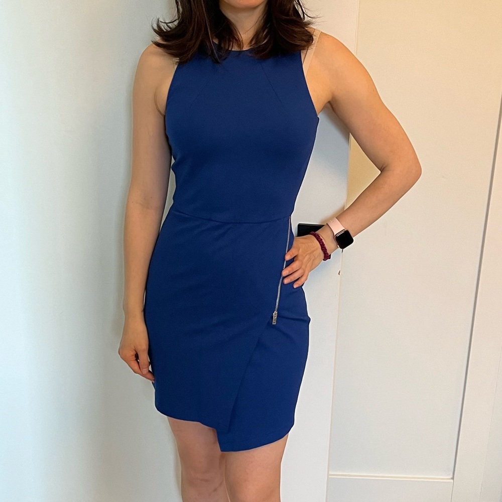 Blue Zara Office Happy Hour Dress